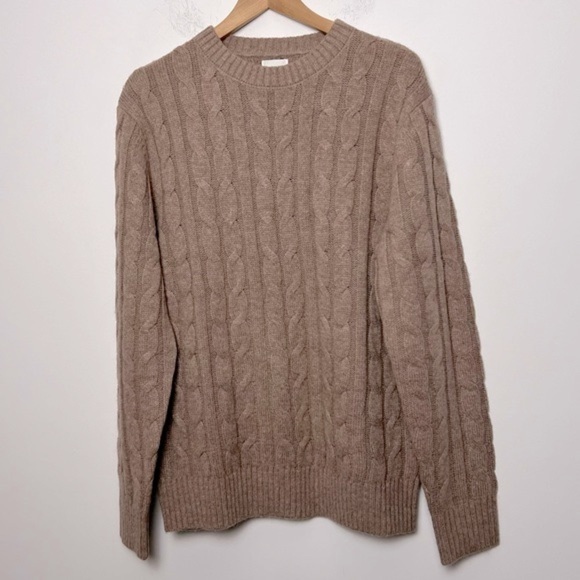 NEXT UK Cable Knit Sweater Wool Blend Neutral Tan Contemporary M - Picture 3 of 14